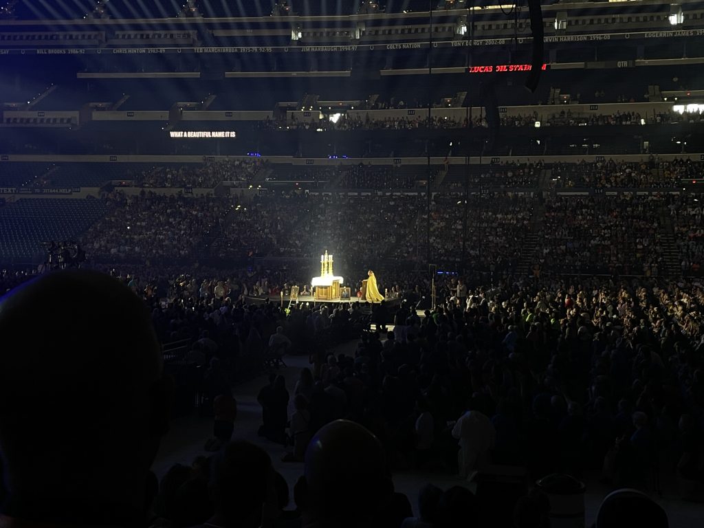 Bp/ Cozzens in adoration before the Blessed Sacrament at the 10th National Eucharistic Congress (USA), 2024